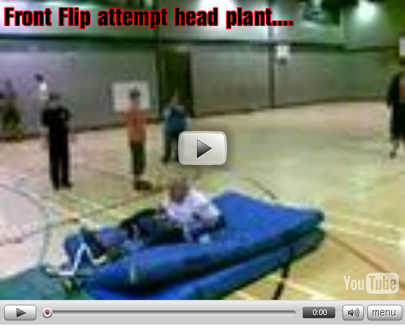 Front flip attempt head plant