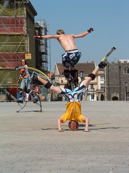 my headstand with kentlee jumping over me