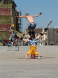 my headstand with kentlee jumping over me
